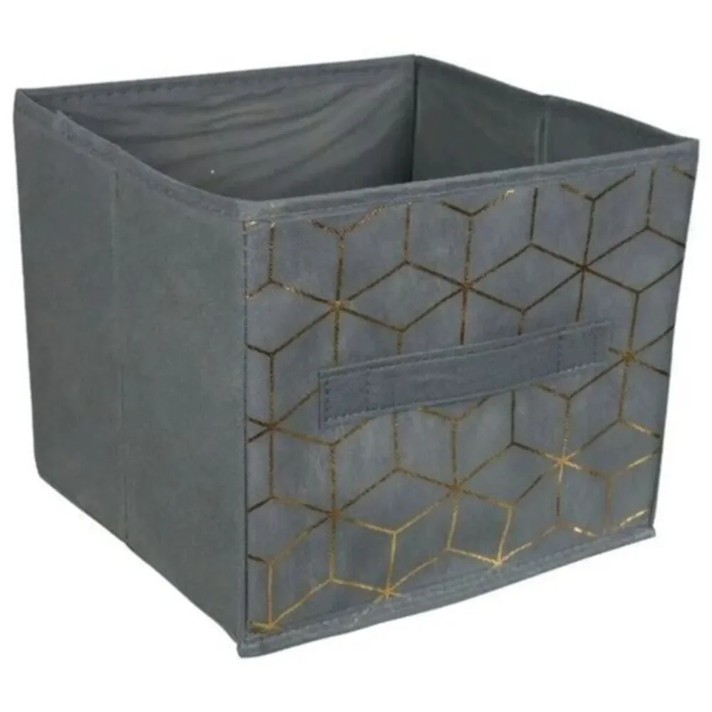 Fabric Storage Cubes Gray And Gold Baskets Containers Organizer 9x9x8